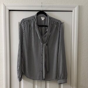 J. Crew Black and White Houndstooth Blouse
